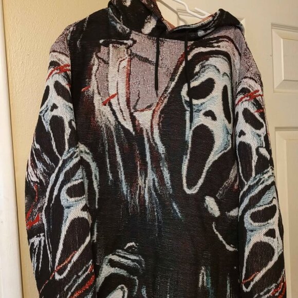 Spirit Halloween Ghost Face Jacquard Hoodie Size XL Scream Tapestry RARE Viral - Picture 5 of 7